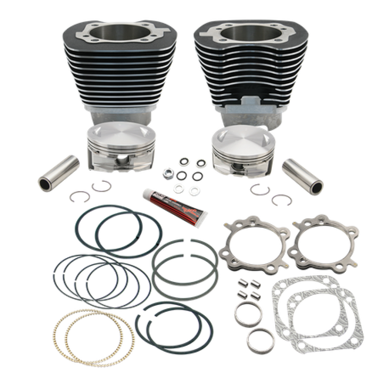 S&S Cycle 1999-2006 w/ 89cc/91cc Heads 4 1/8in Bore Cyl & Piston Kit For 124in Hot Set Up Kit - Wblack - 910-0222