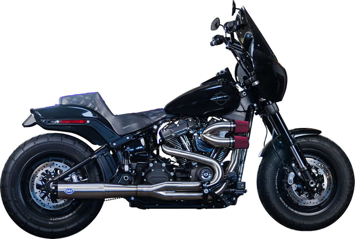 S&S Cycle 2-into-1 Superstreet Exhaust System - Brushed Stainless Steel 1800-2692
