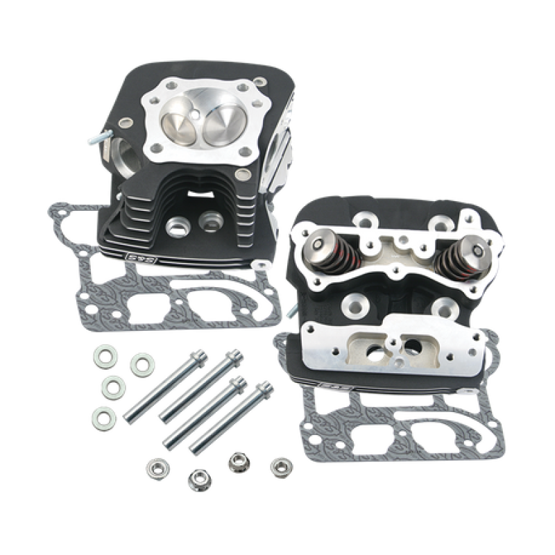 S&S Cycle 2006 Dyna 91cc .032in Manifold Surface Cylinder Heads - Wrinkle Black - 900-3249