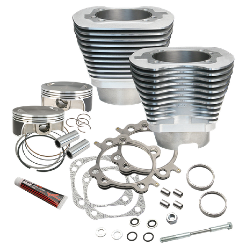 S&S Cycle 2007-2017 BT 117in Big Bore Cylinder Kit - Silver - 910-0213