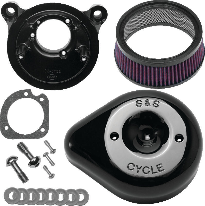 S&S Cycle 2008-2017 Touring/2016-2017 Softails Models Stealth Air Cleaner Kit w/ Black Teardrop Cover - 170-0523