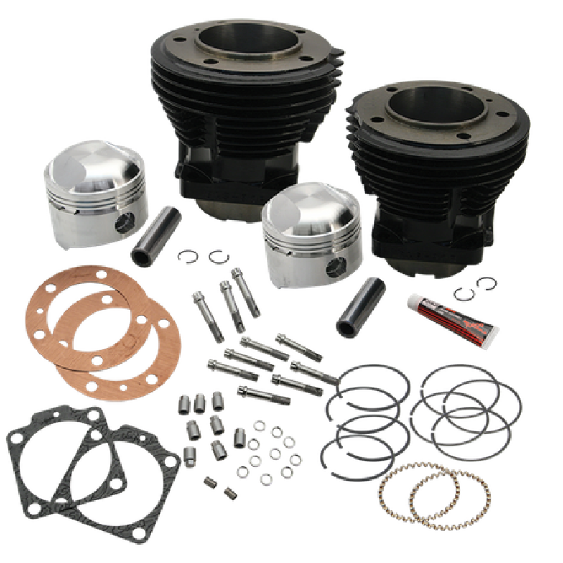 S&S Cycle 2066-1984 BT 3-31/32in Stroke 3-7/16in Bore 9.0 To 1 Compression Cylinder Kit - Gloss Black - 91-9012