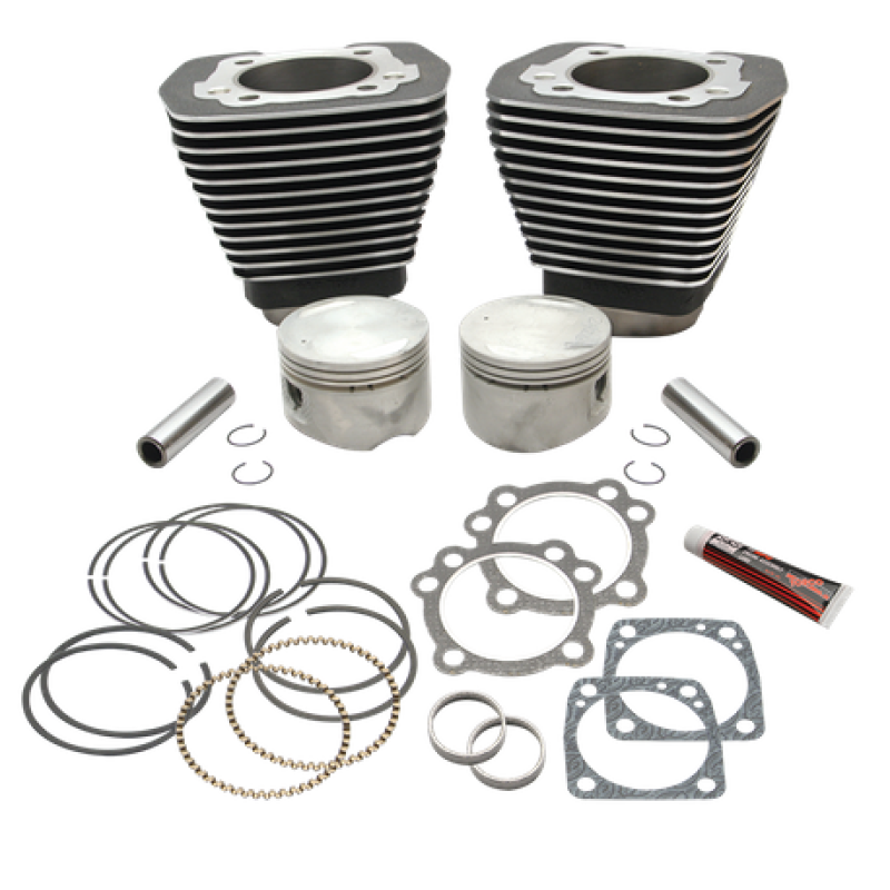 S&S Cycle S&S Cylinder 1984-1999 BT w/Super Stock Cylinder Heads 89in 3 1/2in Bore Cylinder & Piston Kit - Wblack - 91-7711