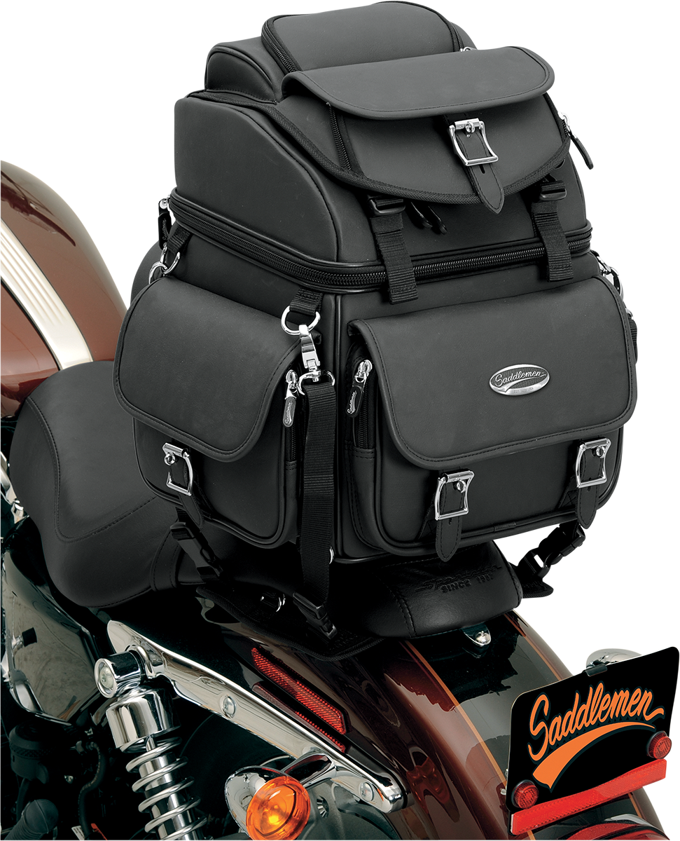 SADDLEMEN BR1800EX Combination Backrest, Seat, and Sissy Bar Bag - 3515-0118