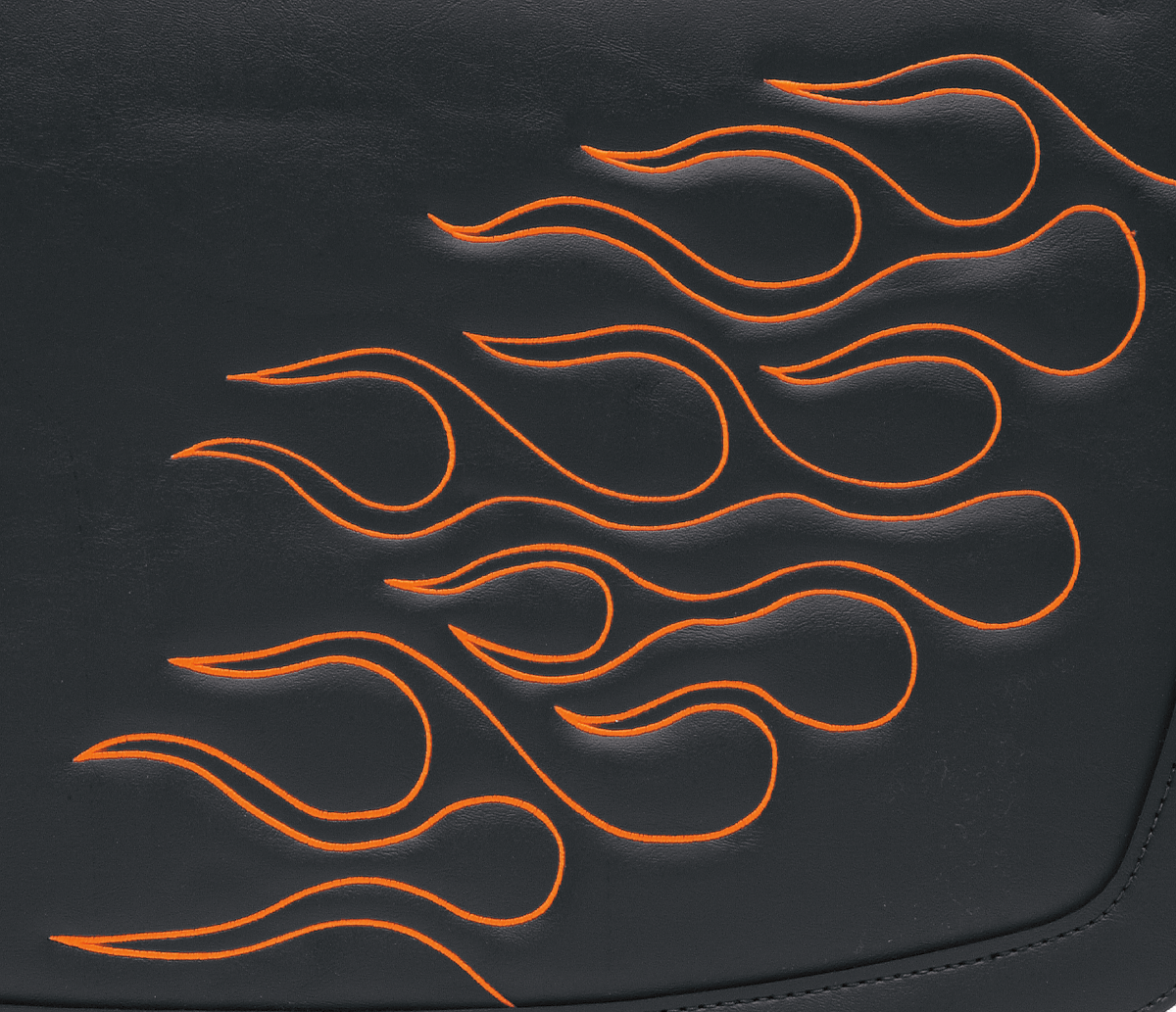 SADDLEMEN Highwayman Tattoo Saddlebags - Flame Saddlebag / Orange / Large 3501-0222