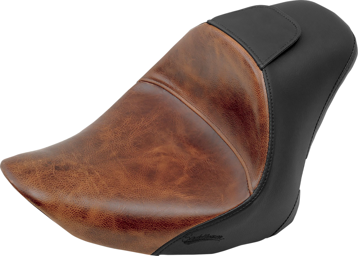 SADDLEMEN Renegade™ Lariat Leather Solo Seat - Lariat Seat / Softail '06-'17 0802-0748