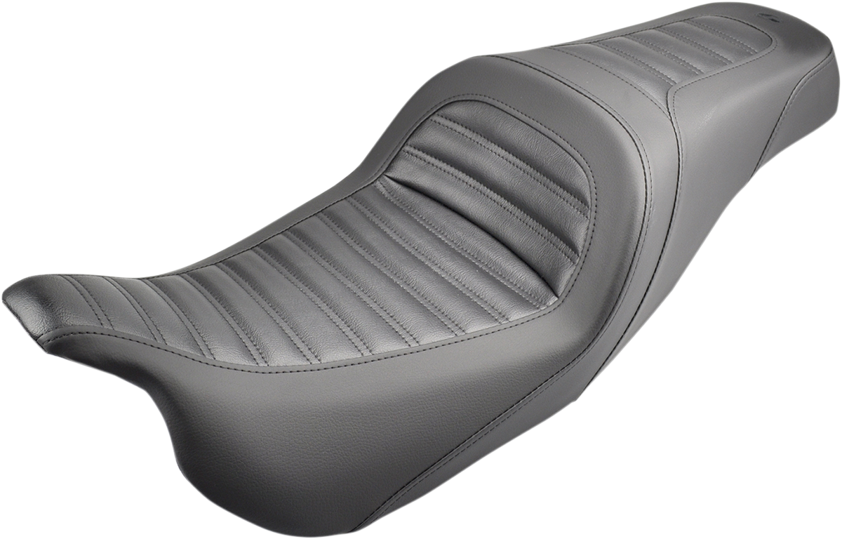SADDLEMEN Slim Roll & Pleat Seat - Black / FL '08-'24 0801-1013