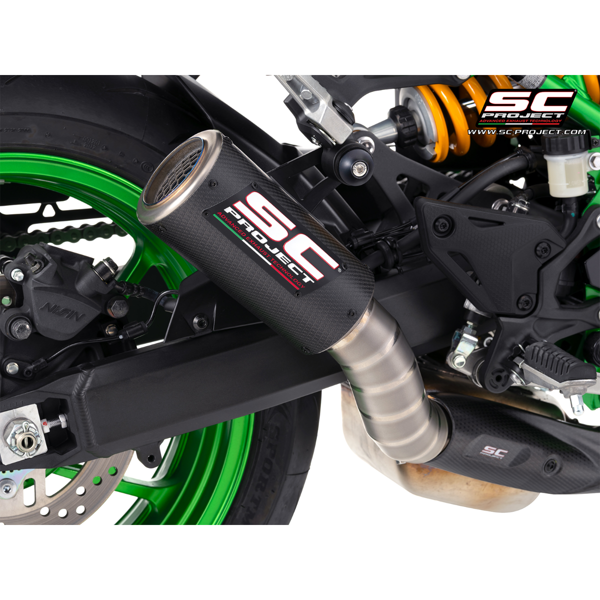 SC-Project CR-T M2 Ti-Carbon Exhaust with Stone Guard - Kawasaki Z900 2025-2026