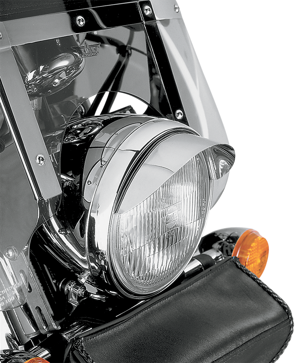 SHOW CHROME Universal 7" Headlight Visor - 7" Headlight Visor / Chrome / Universal 2001-0417