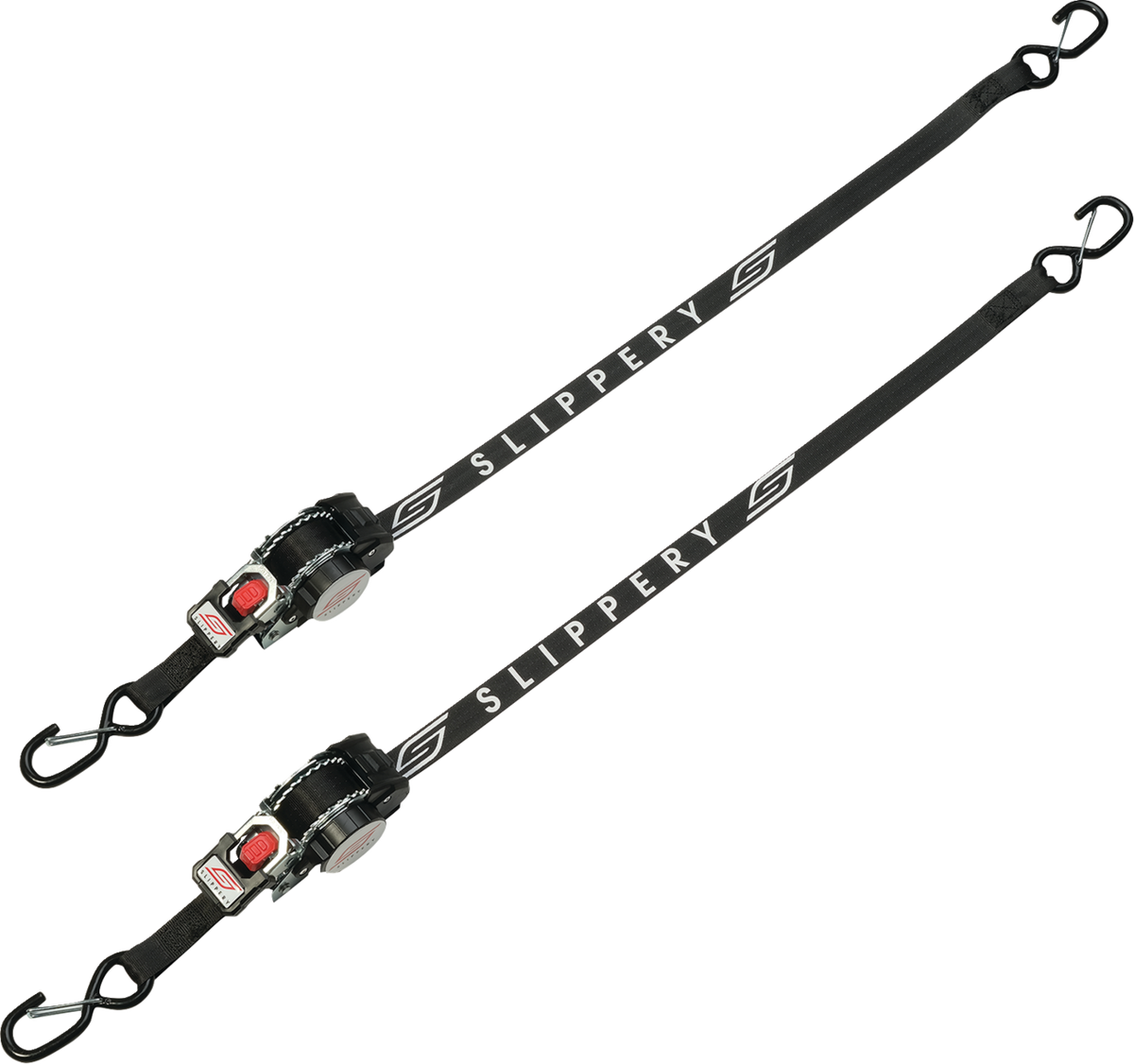 SLIPPERY Retractable Ratchet Tie-Downs — 1" - Tie-Down Straps / Retractable Ratchet / 1" x 10' / Black 3920-0554