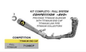 71248CP Arrow COMPETITION "EVO" Full Titanium full system Exhaust for Honda CBR1000RR-R 2024-25