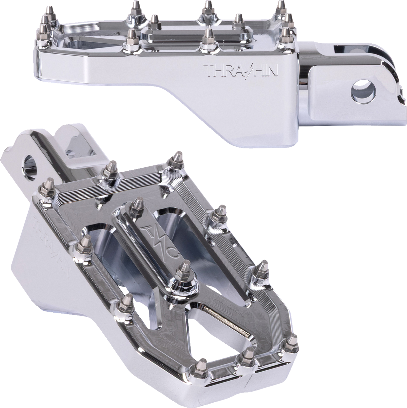 THRASHIN SUPPLY CO. Aggressor Foot Pegs - Front / Chrome / FL/FX '18-'25 1620-2777