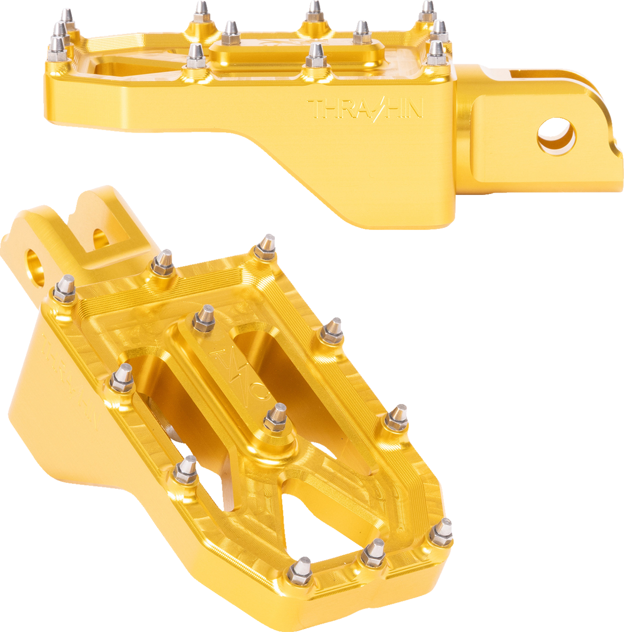 THRASHIN SUPPLY CO. Aggressor Foot Pegs - Front / Gold / FL/FX '18-'25 1620-2776
