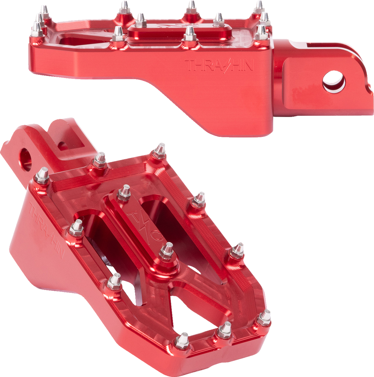 THRASHIN SUPPLY CO. Aggressor Foot Pegs - Front / Red / FL/FX '18-'25 1620-2775