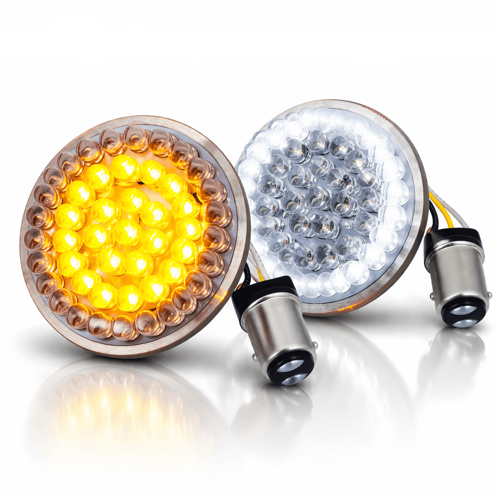 Eagle Lights 2” LED Turn Signal and Running Light Kit for Harley-Davidson® Motorcycles- Generation I / 1157 Front / 1156 Red Rear