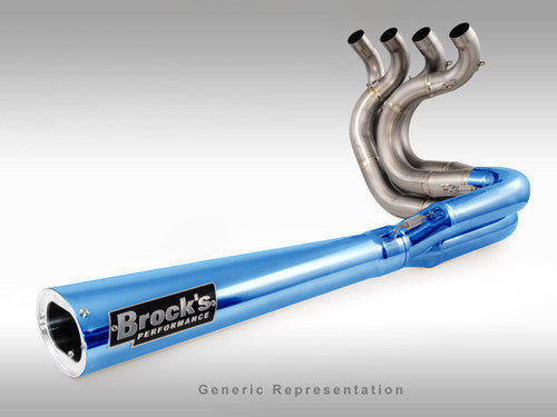 Brock's Performance TiWinder Blue Full System w/ 18" Muffler Street Baffle - 2005-2006 Suzuki GSX-R1000 - 390287