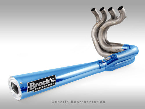 Brock's Performance TiWinder Blue Full System w/ 18" Muffler Street Baffle - 2001-2004 Suzuki GSX-R1000 - 390326