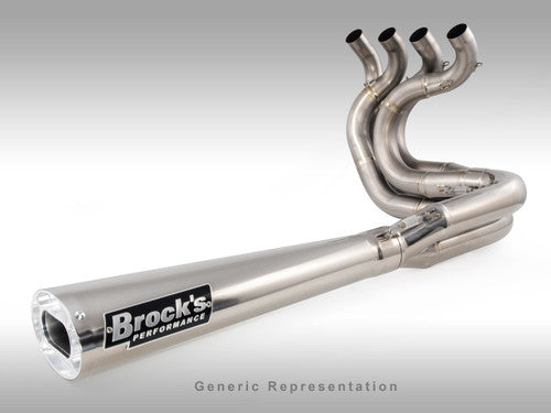 Brock's Performance TiWinder Polished Full System w/ 18" Muffler Street Baffle - 2001-2004 Suzuki GSX-R1000 - 390378