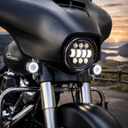 Eagle Lights 2” Front LED Turn Signal with Halo Running Light Kit for Harley-Davidson® - White Halo Ring / Amber Turn Signal / 1157 Base