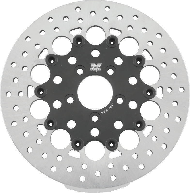TwinPower Twin Power 08-Up FLH FLT Rear 11.8 Floating Rotor W/Holes Black - 666827