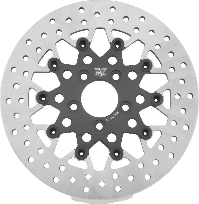 TwinPower Twin Power 08-Up FLH FLT Rear 11.8in Floating Rotor Mesh Black - 666826