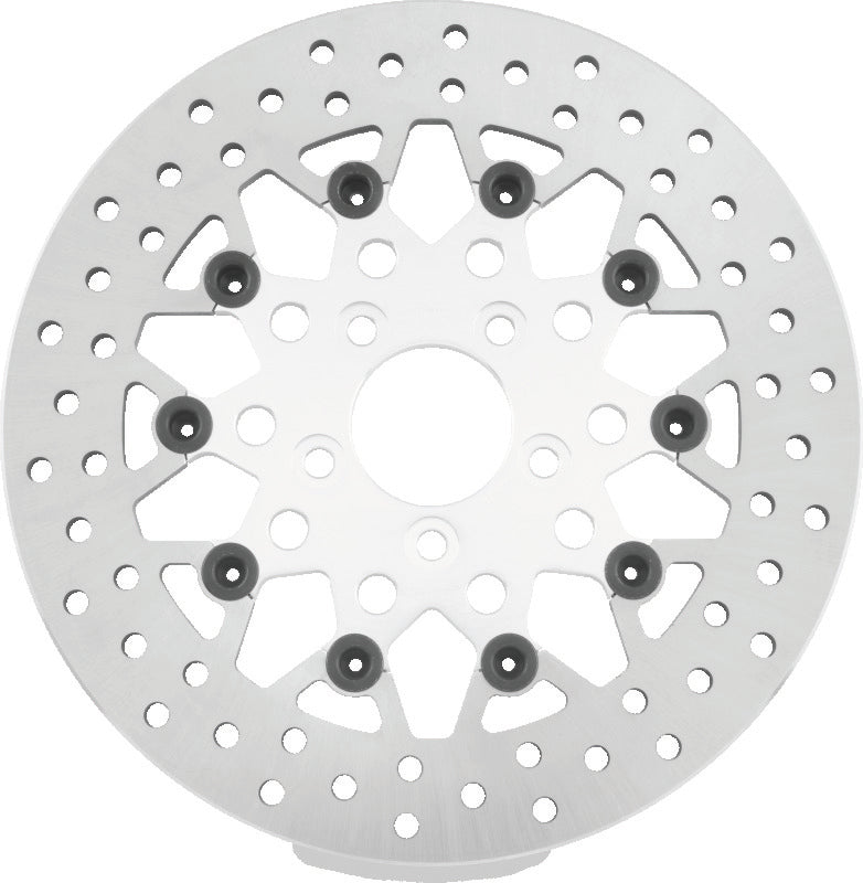 TwinPower Twin Power 08-Up FLH FLT Rear 11.8in Floating Rotor Mesh Silver - 666828