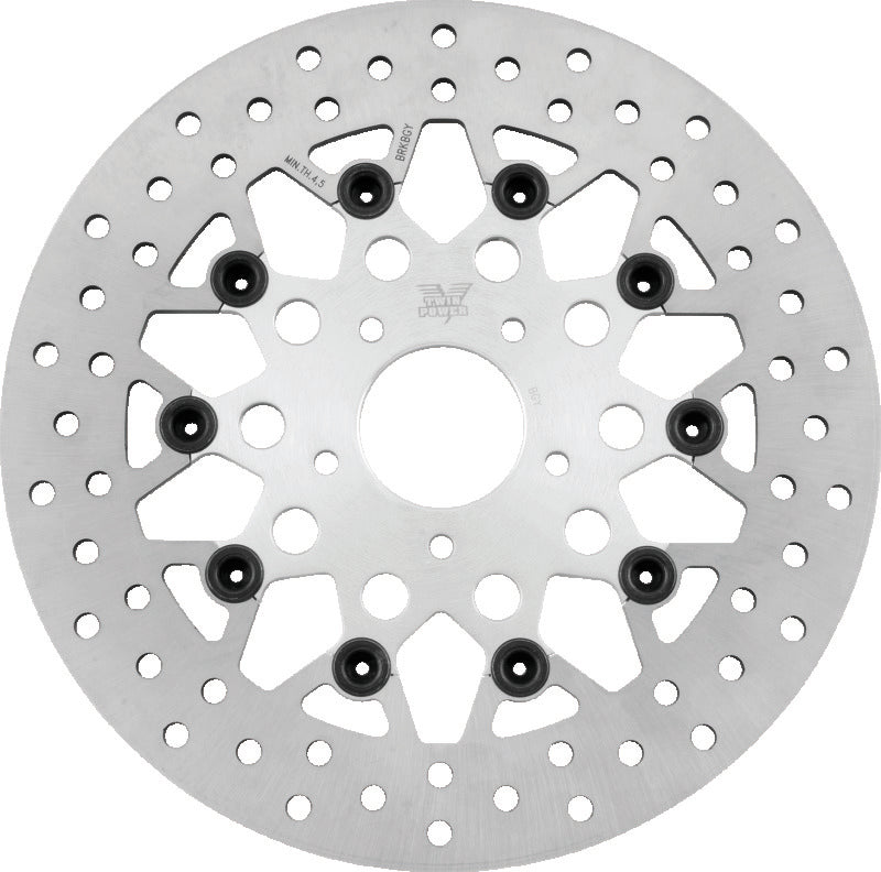 TwinPower Twin Power 1984-2017 Big Twin Exc 11.8 and Lug Mount 1984-2013 XL Front 11.5 Floating Rotor Mesh Silver - 666834