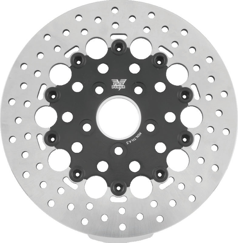 TwinPower Twin Power 1984-2017 Big Twin Exc 2008-2017 FLH FLT Rear 11.5 Floating Rotor Black Hole - 666839