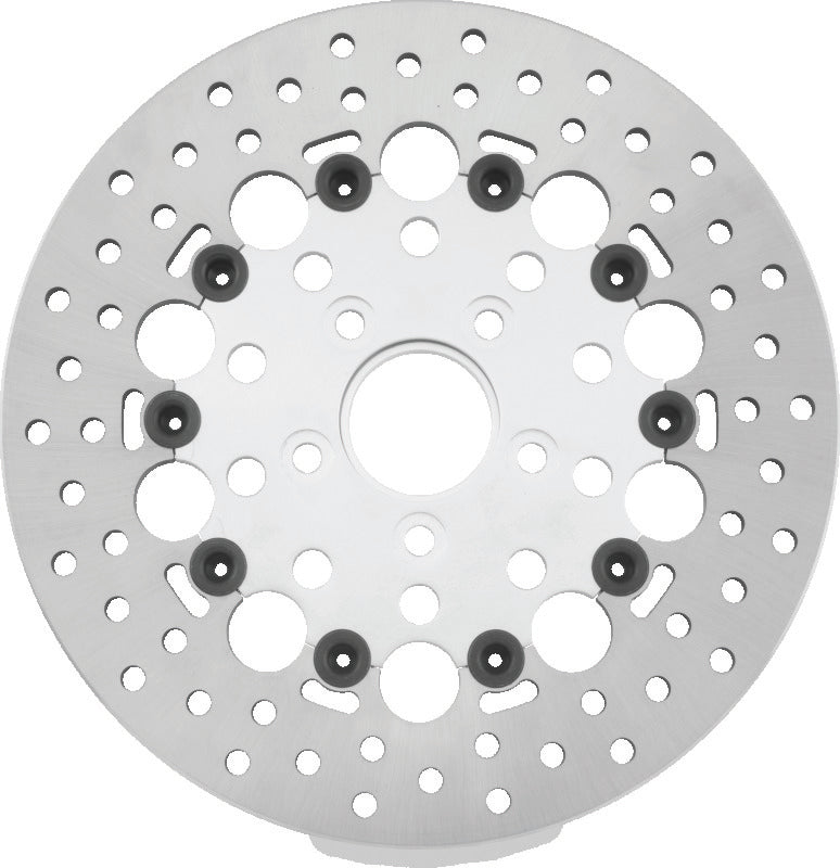 TwinPower Twin Power 1984-2017 Big Twin Exc 2008-2017 FLH FLT Rear 11.5 Floating Rotor Silver Holes - 666841