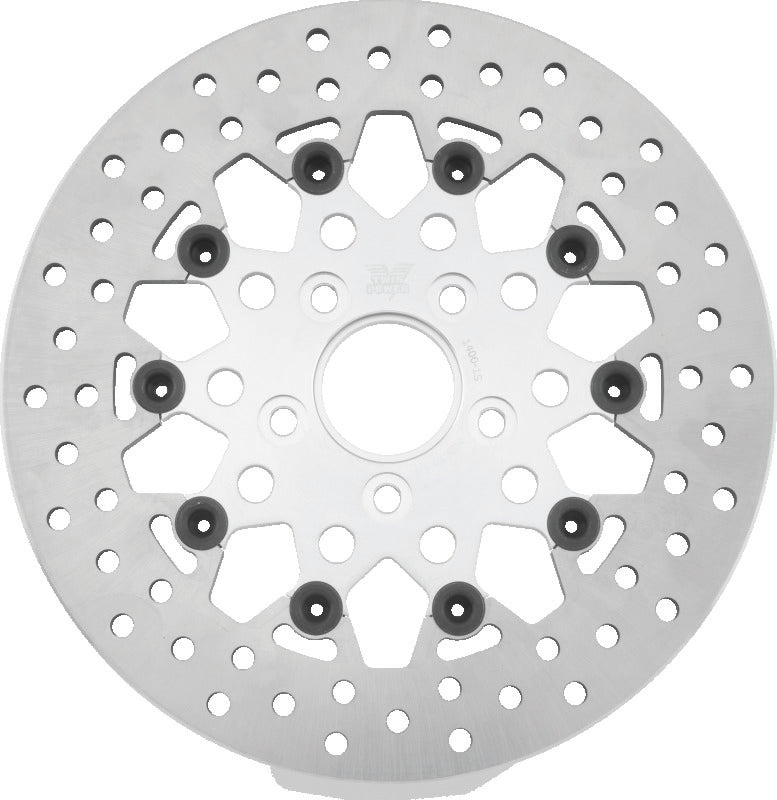 TwinPower Twin Power 1984-2017 Big Twin Exc 2008-2017 FLH FLT Rear 11.5 Floating Rotor Silver Mesh - 666840