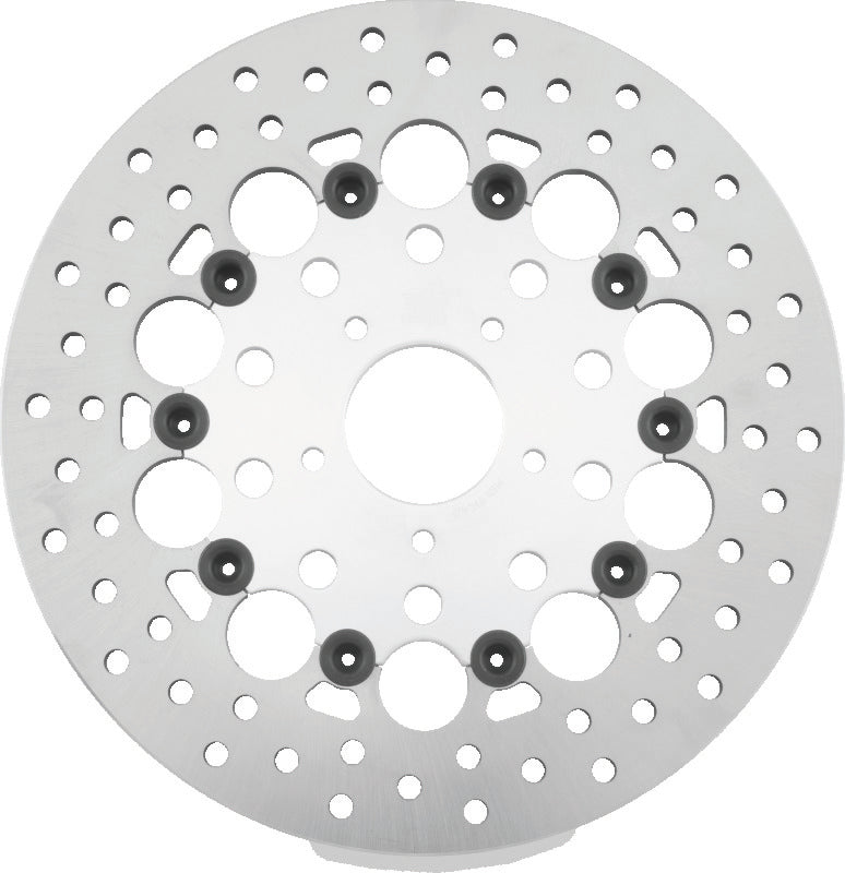 TwinPower Twin Power 2008-2013 FLH FLT 2008-2016 FLHR 6-17 DYNA Front 11.8 Floating Rotor With Holes Silver - 666823