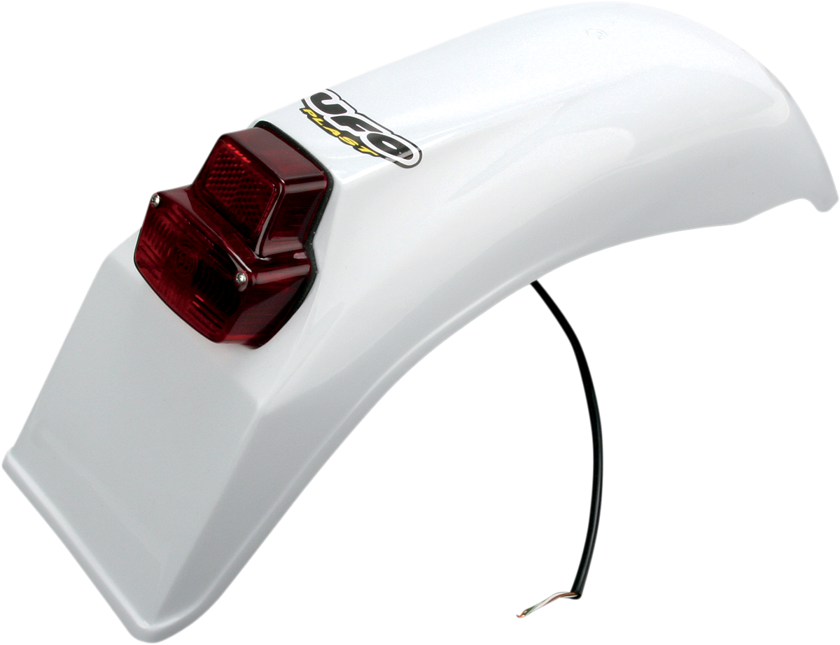 UFO Universal Enduro Rear Fender - Universal Enduro Rear Fender with Tail/Brake Light / White 12-211-29