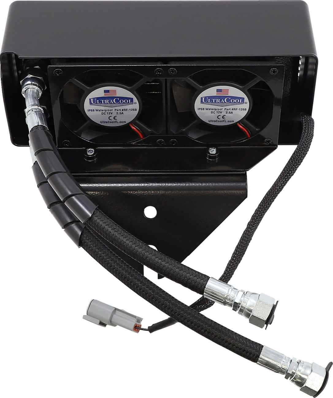 ULTRACOOL Below Regulator Mount Oil Cooler Kit with Fan for S&S T Series Engines - Oil Cooler Kit / Gloss Black / Dyna 0713-0263