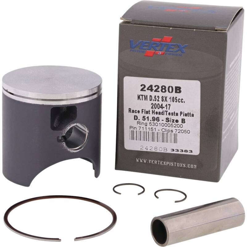 Vertex Pistons Vertex Piston 2004-2011 KTM 105 SX 105cc Cast Race Piston Kit - 24280B