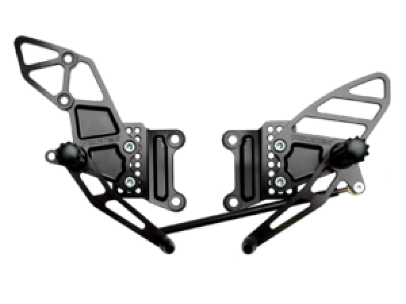 Vortex Racing 2007-2008 Kawasaki ZX600 Ninja ZX-6R,2005-2006 ZX600 Ninja ZX-6RR Adjustable Rearsets- Black - RS406K