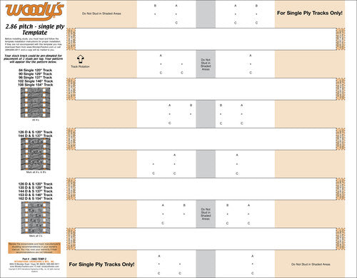 WOODYS 2.86" Pitch Single Ply Stud Template - 286S-TEMP-2
