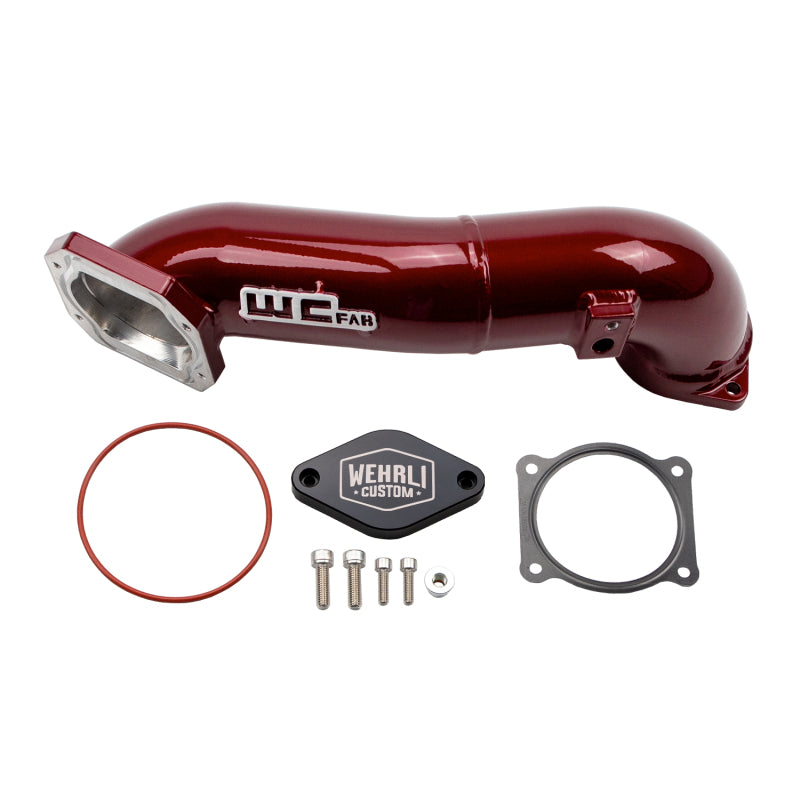 Wehrli 2011-2016 LML Duramax Passenger Side Upper Crossover Intercooler Pipe Kit - WCFab Red - WCF100328-RED