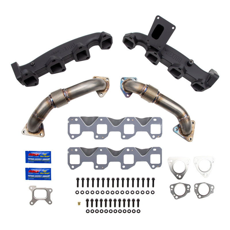 Wehrli 2017-2024 Chevrolet Duramax Billet Exhaust Manifold & Stainless Up Pipe Kit w/ Gaskets & Hardware - WCF100226