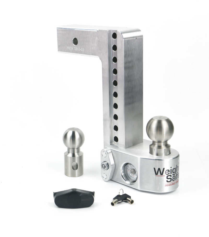Weigh Safe 10in Drop Hitch w/Built-in Scale & 2.5in Shank (10K/18.5K GTWR) - Aluminum - WS10-2.5