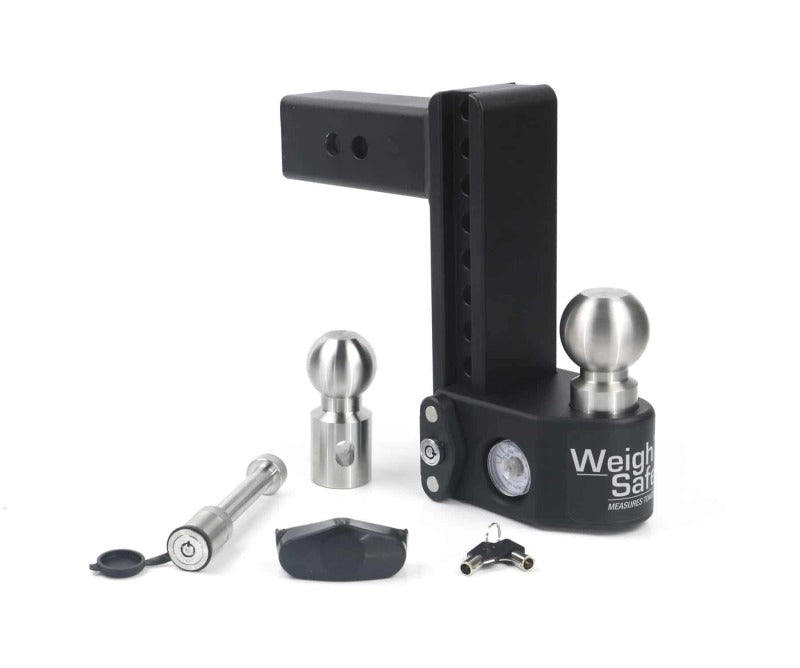 Weigh Safe 8in Drop Hitch w/Built-in Scale & 2.5in Shank (10K/22K GTWR) w/WS05 - Steel - SWS8-2.5-KA