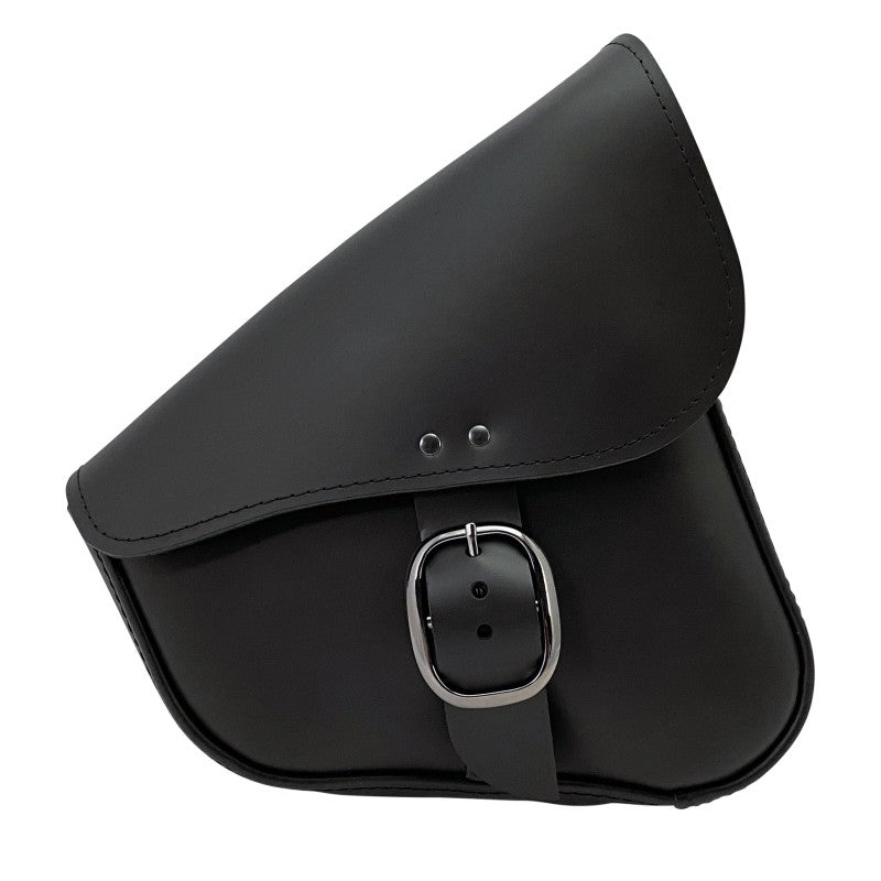 Willie & Max HD Sportsters, Custom Hard Tails Leather Swingarm Bag Dual Shock w/Blk Buckle - Black - 59904-08
