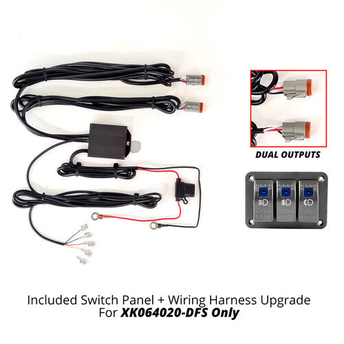 XK GLOW 3 Switch Rocker Panel w/3 Ouput Wire Strobe Combo - XK064-WIRE-3OP