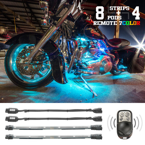 XK GLOW Multi-color Motorcycle LED Accent Light Kit w/Remote Key Fob - XK034016