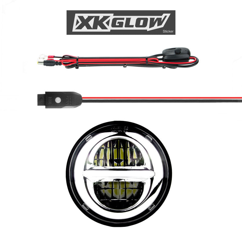 XKGLOW XK Glow Chrome Bezel 5.75in XKchrome LED headlight - XK-5IN-KIT-W