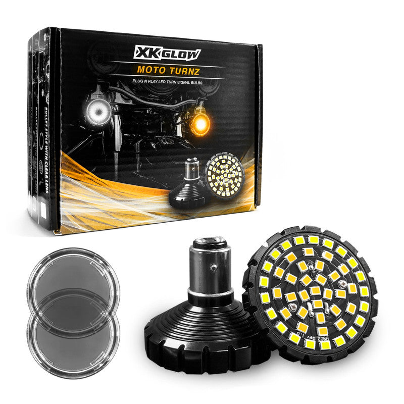 XKGLOW XK Glow Motorcycle Front LED Turn Signal Kit - Bulet Style Smoked Lenses - XK1157B-WA-S