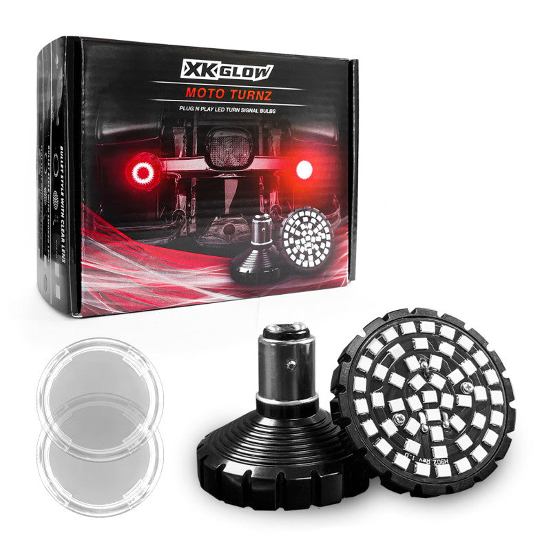 XKGLOW XK Glow Motorcycle Rear LED Turn Signal Kit - 1156 Bullet Style Clear Lenses - XK1156B-R-C