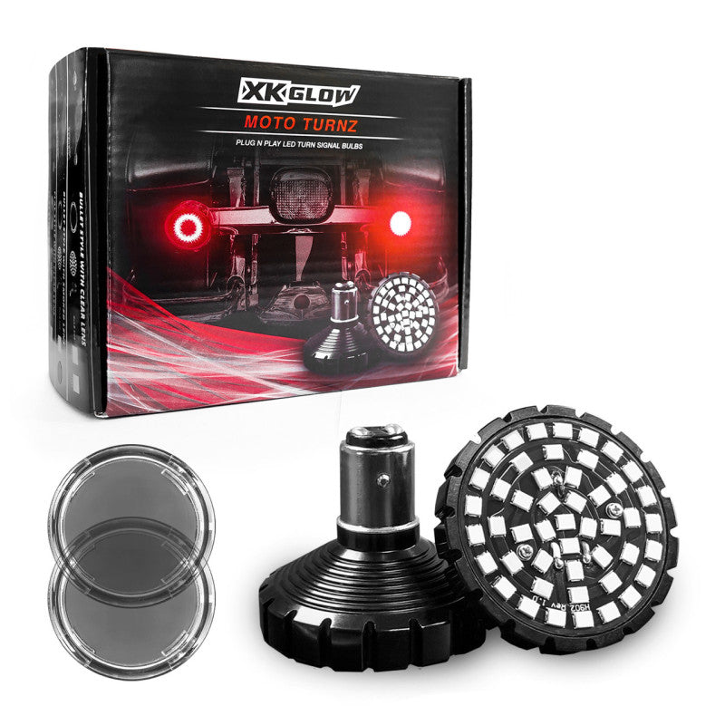 XKGLOW XK Glow Motorcycle Rear LED Turn Signal Kit - 1156 Bullet Style Smoked Lenses - XK1156B-R-S