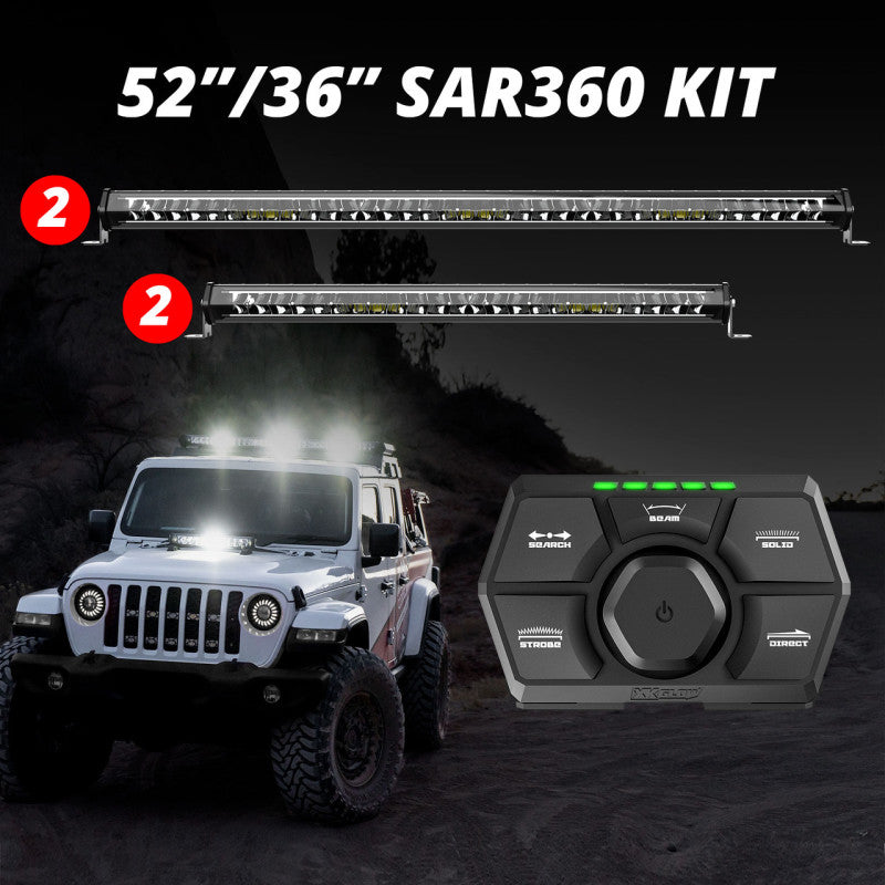 XKGLOW XK Glow SAR360 Light Bar Kit Emergency Search and Rescue Light System White (2)52In (2)36In - XK-SAR360-3322W
