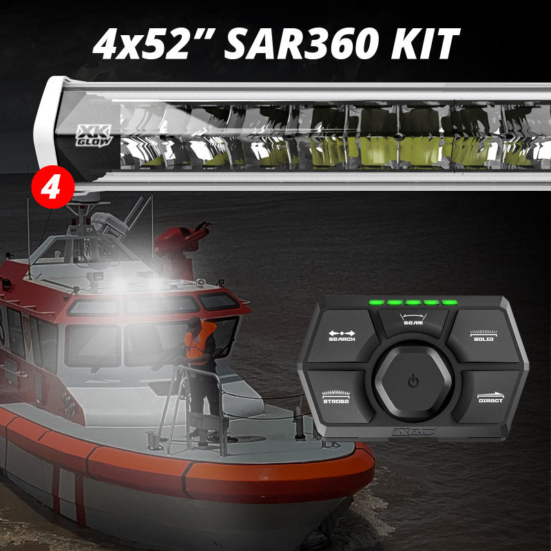 XKGLOW XK Glow SAR360 Light Bar Kit Emergency Search and Rescue Light System White (4) 52In - XK-SAR360-3333W