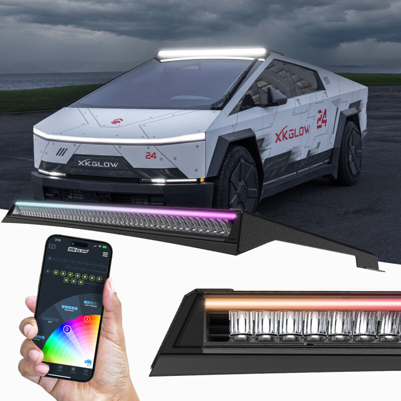 XKGLOW XK Glow Tesla Cybertruck XKmax 50in Roof LED Off-Road Light Bar w/ RGBW Chasing DRL & App Control - MX-CTLB